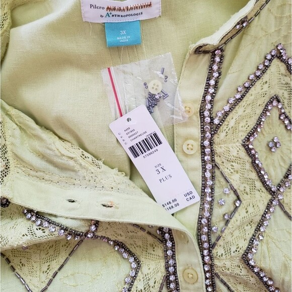 Pilcro Nayeli Beaded Embellished Western Style Cotton Shirt Blouse Size 3X - Picture 10 of 13